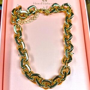 House of Harlow chain link chunky necklace choker new gift box